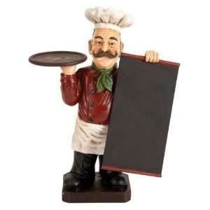  French Fat Chef With Chalk Board Menu & Tray Kitchen 