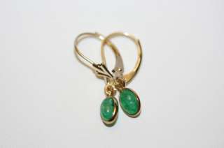 14k yellow gold Colombian Emerald bezel Lever earrings  