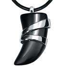 Mens Stainless Steel Onyx Spear Pendant Necklace Chain  