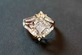 14K Gold 3/4 ct Diamond Cluster Ring Fashion Band NICE