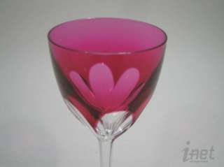 Baccarat Genova Ruby/Rose Red & Clear Cut Crystal 6 Pieces Rhine Wine 