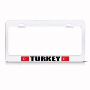 Turkey Turkish Flag White Country Metal license plate frame Tag Holder