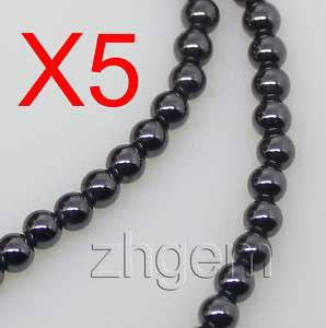 wholesale 5strands 4mm hematite round loose beads gem  