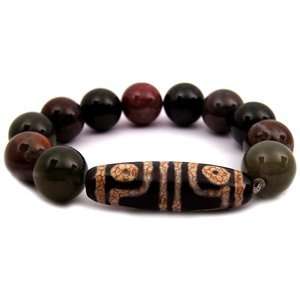   Dzi Bead Bracelet (with Bloodstone Beads) for Men 