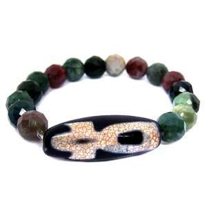   of Wealth Dzi Bead Bracelet (with Faceted Bloodstone Beads) for Women