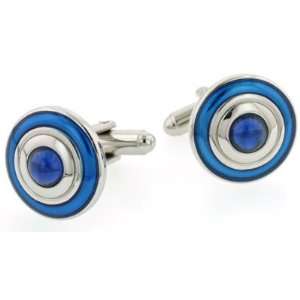   domed cufflinks with blue enamel. Presentation boxed Jewelry