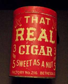 Vintage Cigar Store Tin   That Real Cigar   Sweet As A Nut  