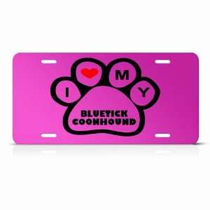 Bluetick Coonhound Dog Dogs Pink Animal Metal License Plate Wall Sign 