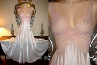 Vintage OLGA Nightgown Pink SATIN TwistTop RARE Designer GOLD Label 