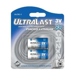   UltraLast® 3V/700mAh CR2 Lithium Photo Battery (2 Pack) Electronics