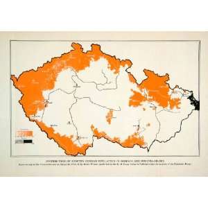  1938 Lithograph Map Sudeten Land Germany Europe Bohemia 