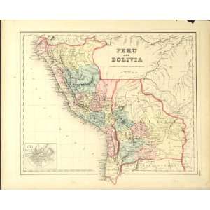  Antique Map of South America Peru and South America, 1856 