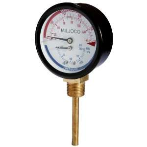 Miljoco PB3008L07 2 50 Pressure and Temperature Gauge, 3.30 Dial, 2 