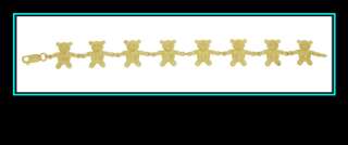 14K Solid Yellow Gold Teddy Bear Link Bracelet  