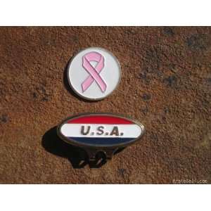   BREAST CANCER HAT CLIP / BALL MARKER 1 COIN   NEW