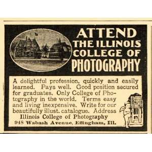 1905 ORIG. Ad Illinois College of Photography Effingham 