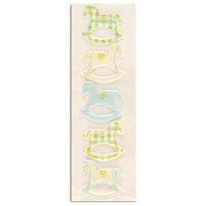 Martha Stewart Crafts Fabric Rocking Horse Stickers Blue/Green By The 