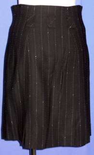 NANETTE LEPORE Black White Pinstripe Three Piece Jacket Pants Skirt 