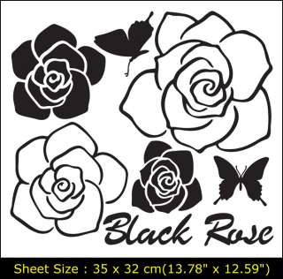 BLACK ROSE Vinyl Wall Art Deco Sticker Decal GS810  