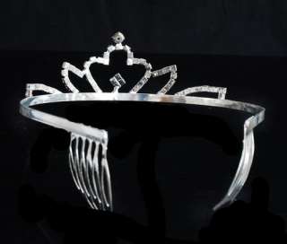Elegant Wedding Bridal Rhinestone Crown Silver Plated Tiara Headband 