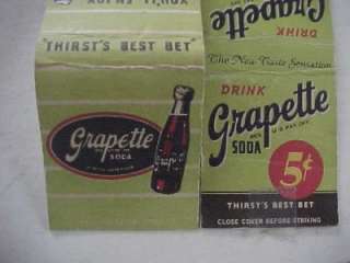   Era Camden,Arkansas Grapette Soda 3 matchbook set Grape Soda pop LOOK