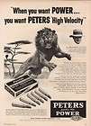 1956 PETERS AMMO AD W/ LION SHELL BOX