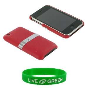  Red Leather Shell Case with Stand for Apple iPhone 3G S 