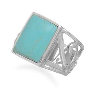 CleverSilvers Turquoise Sterling Silver Ring With Cut Out 