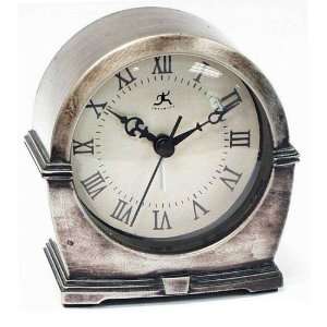  Tarnished Silver Finish Metal 4 1/4 Wide Alarm Clock 