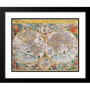   and Double Matted 25x29 Antique Map   Orbis Terrarum