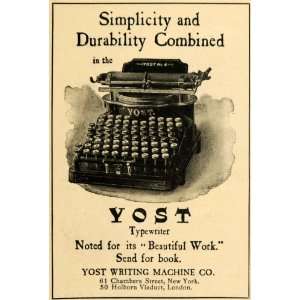  1898 Ad Simplicity Yost Writing Machine Co Typewriter 