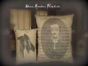 Primitive The Raven Poem 1845 Edgar Allan Poe Pillow S2  