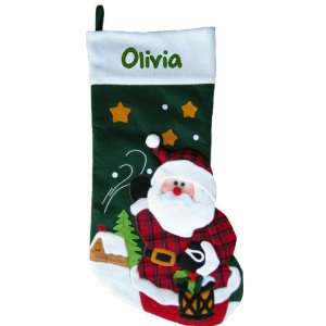  Personalized Plaid Santa 3D Christmas Stocking