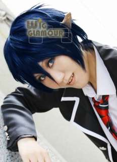 Rin Okumura Anime Cosplay Short Dark Mixed Blue Hair Wig MB294  