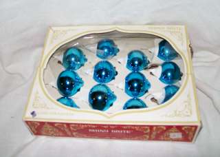   12 Christmas Shiny Bright blue pointy frosted balls ornaments  