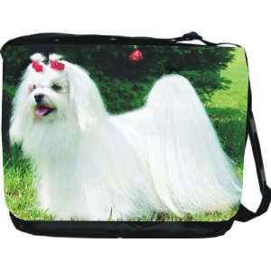  Rikki KnightTM Maltese Dog Design Messenger Bag   Book Bag 