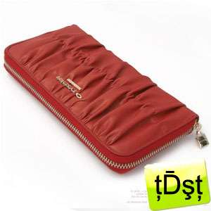 OMNIA]Crystal Ladies Leather Checkbook Purse Zipper Wallet Clutch 