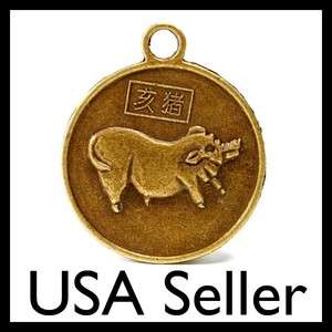 YEAR of the PIG GOOD LUCK CHARM Boar Feng Shui Coin  