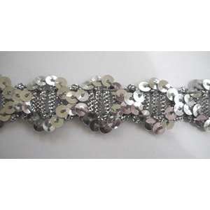  Silver Sequins Trim With Center Diamond Chicago .75 Inch 