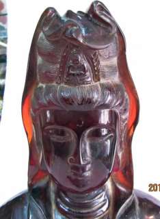 Wonderful china amber carving Bodhisattva head statue  