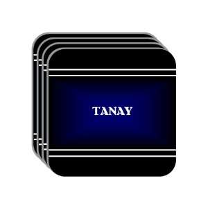 Personal Name Gift   TANAY Set of 4 Mini Mousepad Coasters (black 