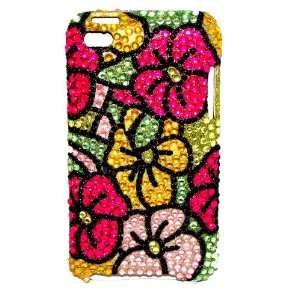 APPLE IPOD TOUCH 4 4G DIAMOND COLORFUL HAWAIIAN FLOWERS FRONT AND BACK 