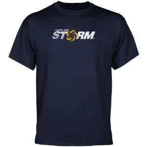  Tampa Bay Storm Navy Blue Distressed Logo Vintage T shirt 