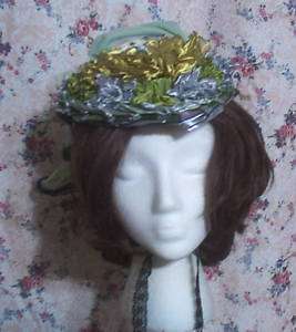 e97 Gothic Victorian Steampunk ooak green bonnet hat  