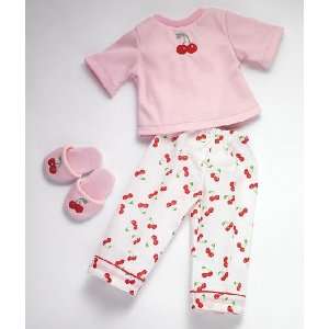  Cherry Dreams Doll Pajamas and Matching Slippers Toys 