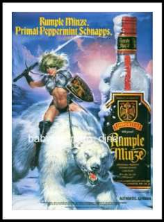 This is a 1990 RUMPLE MINZE Peppermint Schnapps Liqueur print 