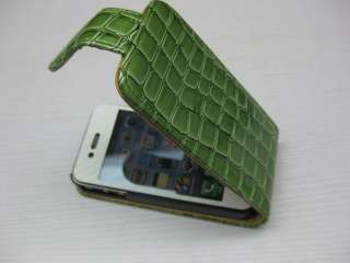 New Leather Flip Case for iPhone 4G   GREEN (#4st gr)  
