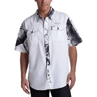 Realtree Mens Camo Spliced Short Sleeve Camp Shirt