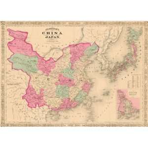    Johnson 1868 Antique Map of China and Japan