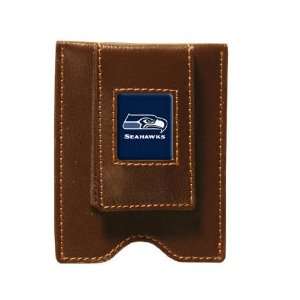  Seattle Seahawks Brown Leather Money Clip & Card Case 